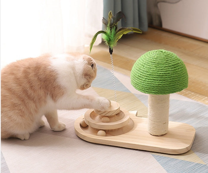 Wooden Cat Scratcher Toy Play, Scratch & Stay Active